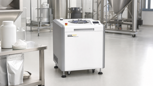 centrifuge for nutraceutical processing in a clean supplement manufacturing facility