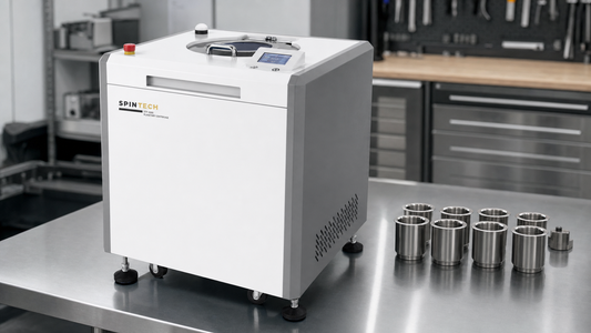 centrifuge maintenance checklist for a Spin Tech STP-3000 on a stainless lab bench.