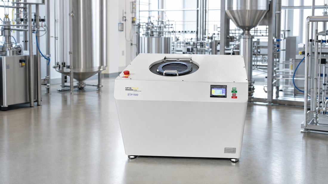 planetary centrifuge applications in a bright industrial processing facility with a Spin Tech STP-1500
