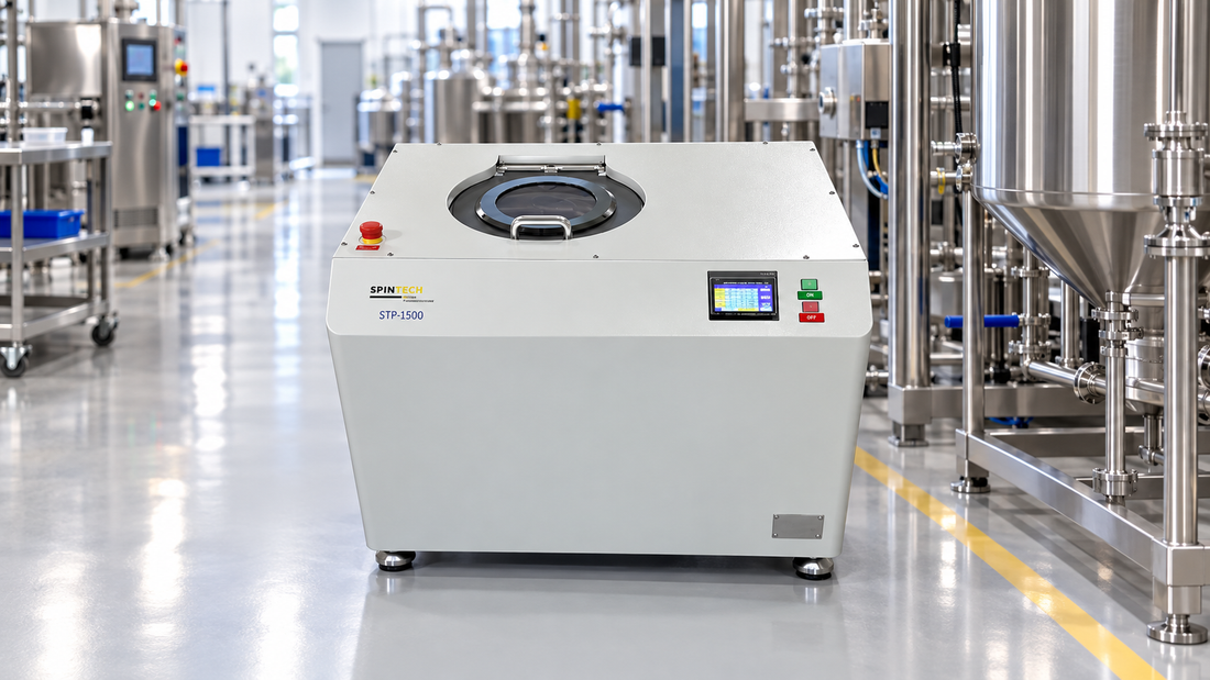planetary centrifuge applications in a bright industrial processing facility with a Spin Tech STP-1500