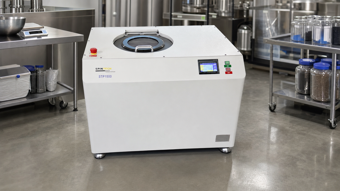 planetary centrifuge Spin Tech STP-1500 in a clean modern industrial processing lab