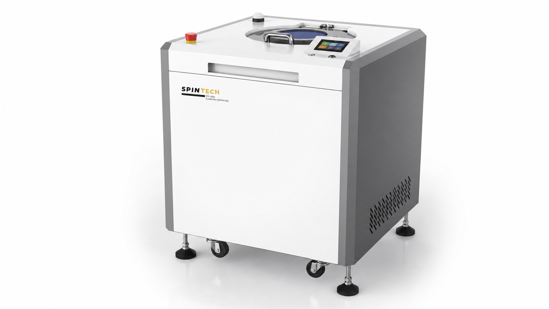Spin Tech centrifuge STP-3000 planetary centrifuge on a neutral studio backdrop